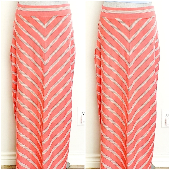 SONOMA Womens Pink Salmon Striped Skirt NWOT - Picture 3 of 3